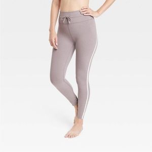 NWT Simplicity High-Rise Striped Leggings -Heathered Gray XL